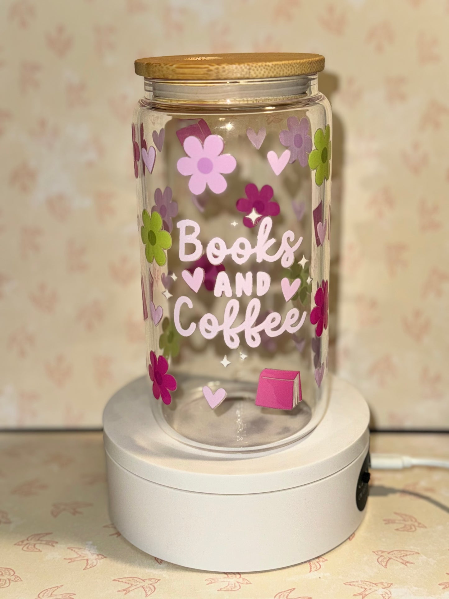 Books and coffee Libby glass can