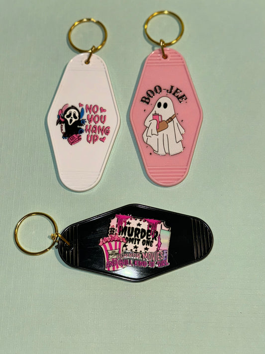 Halloween motel keychain