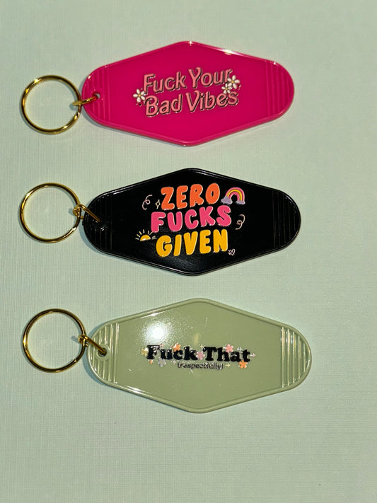 Funny motel keychain