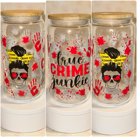 (Red) True crime Libby glass can