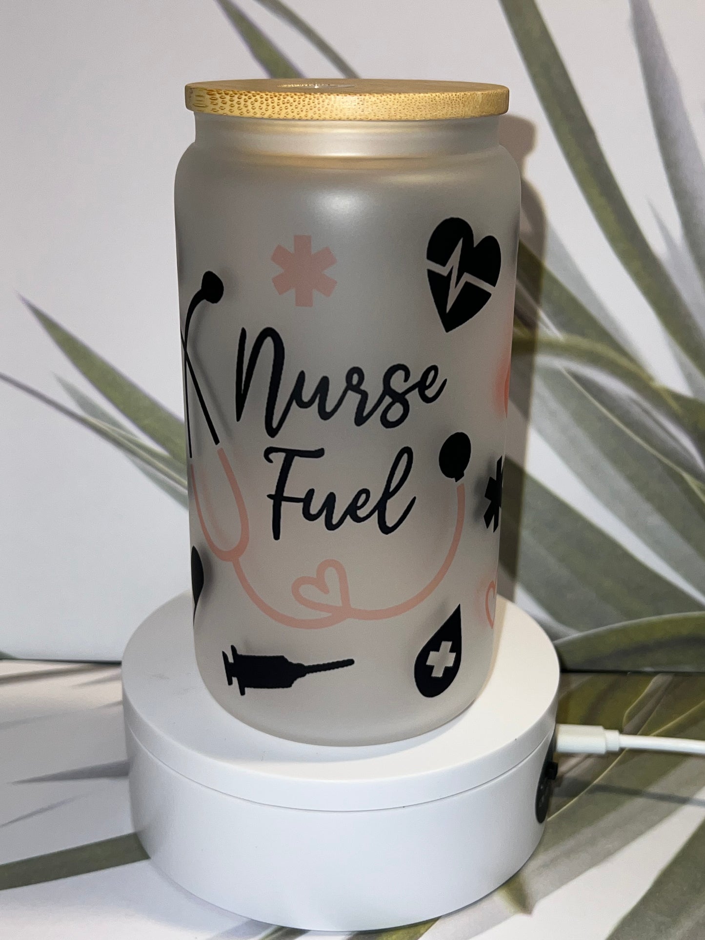 Nurse fuel Libby glass can