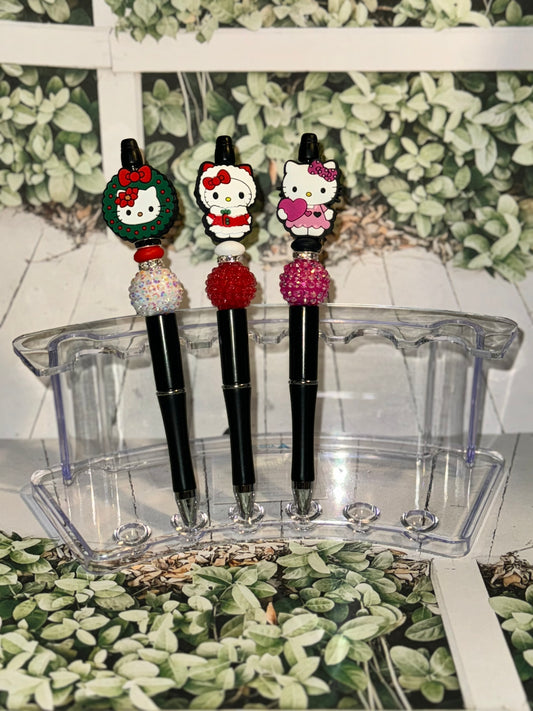 Kitty holiday beaded pen