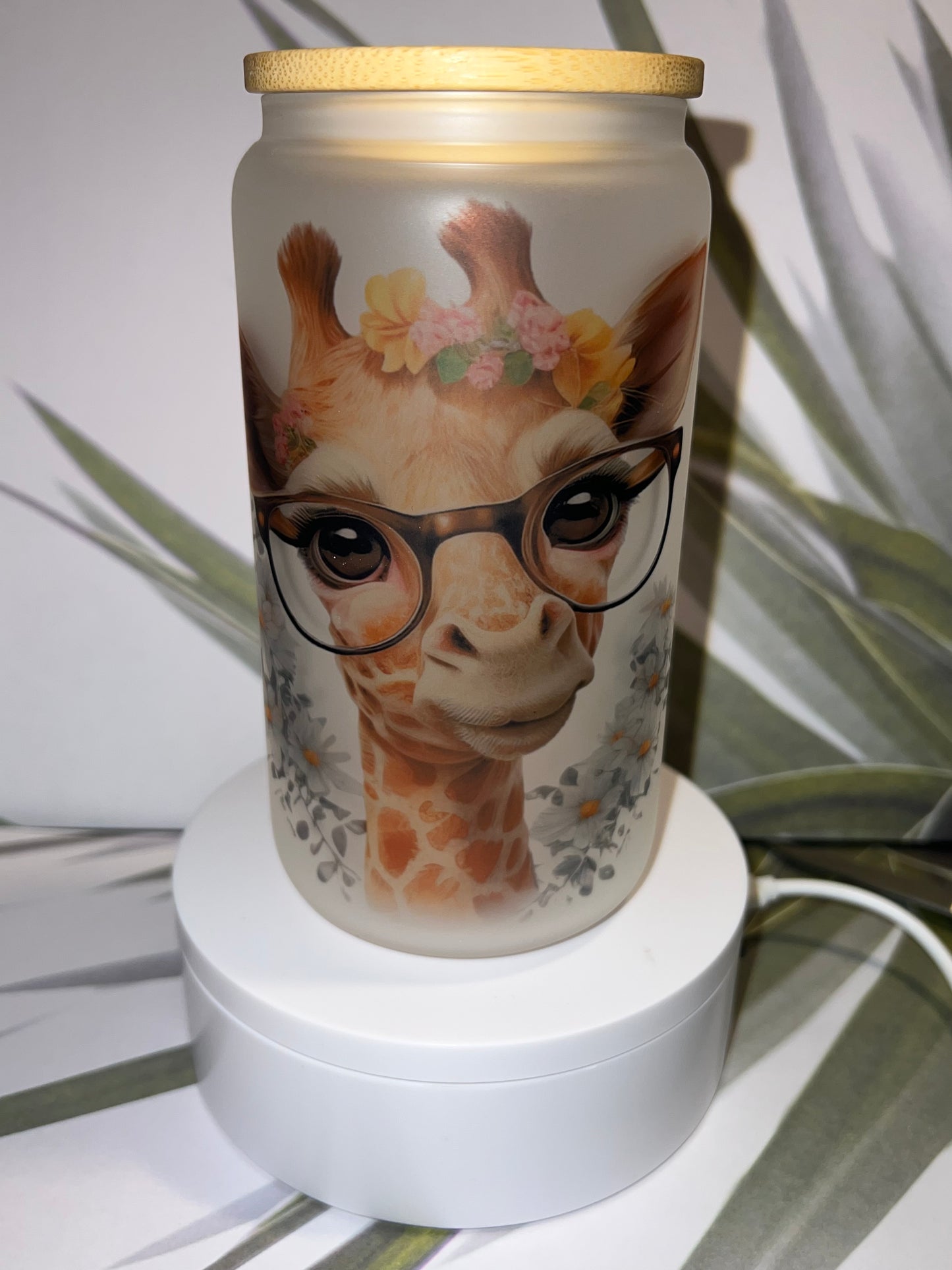 Baby giraffe Libby glass can