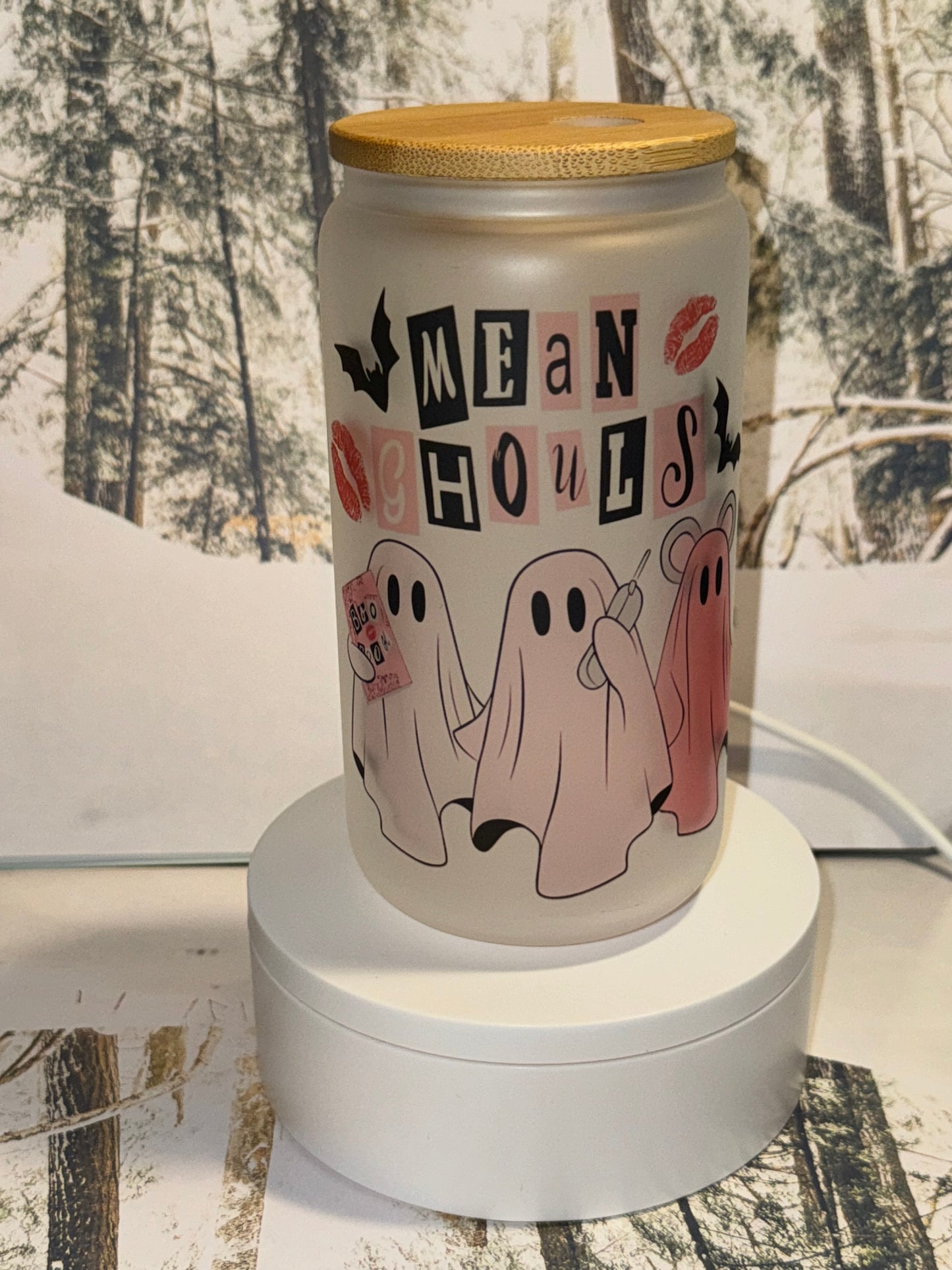 Mean ghouls Libby glass can