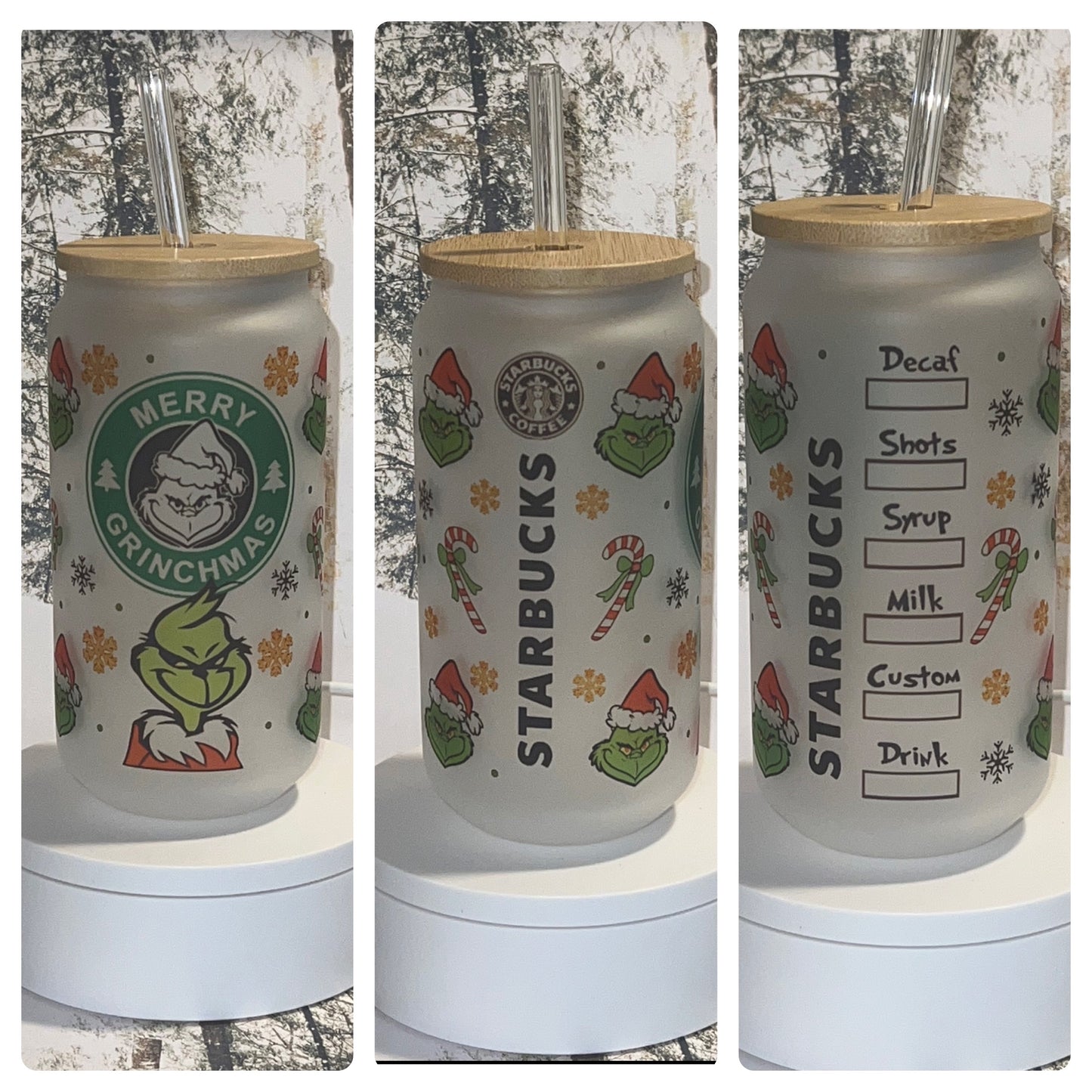 Grinch Libby glass can