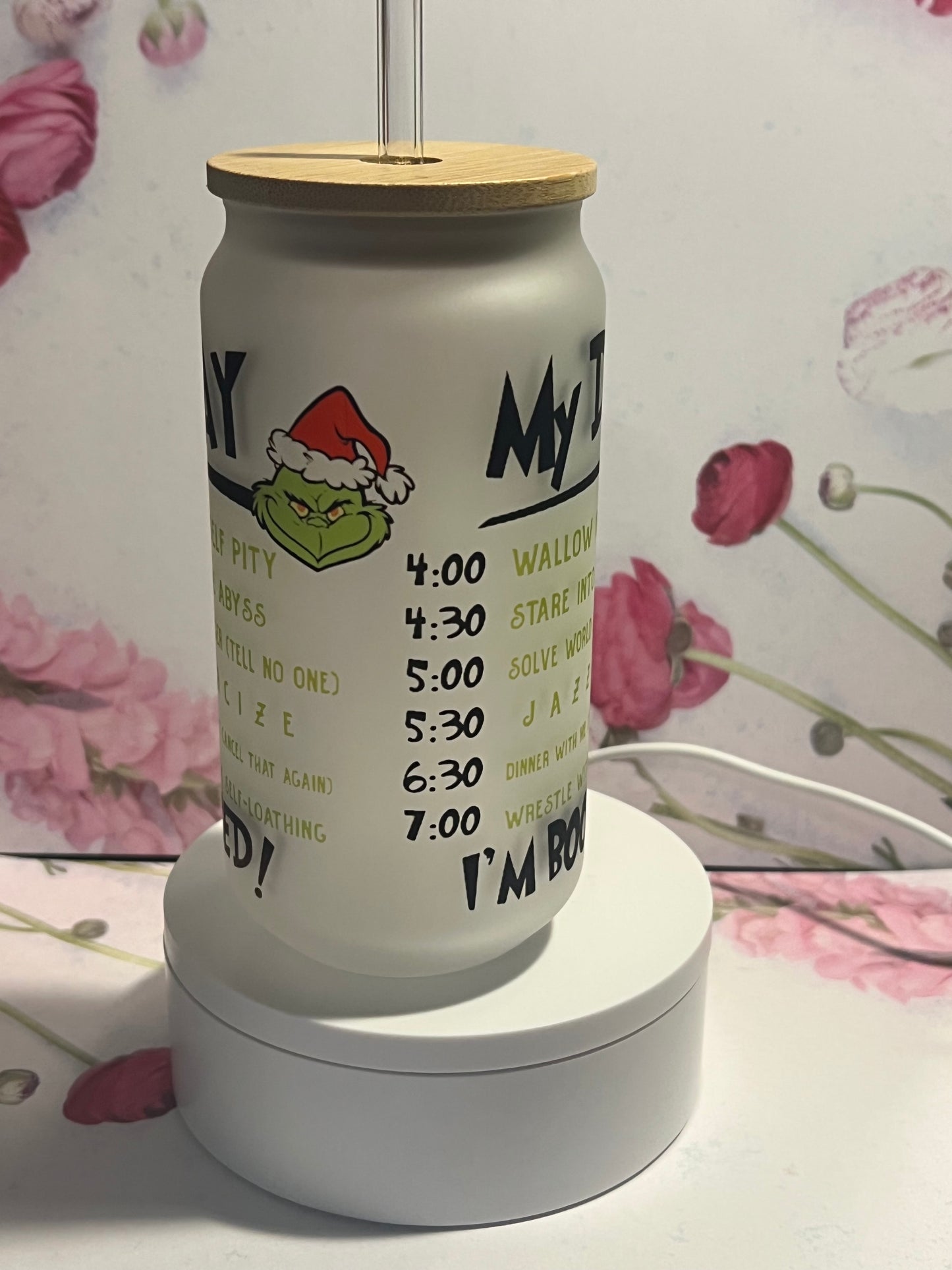 My day is booked Libby glass can