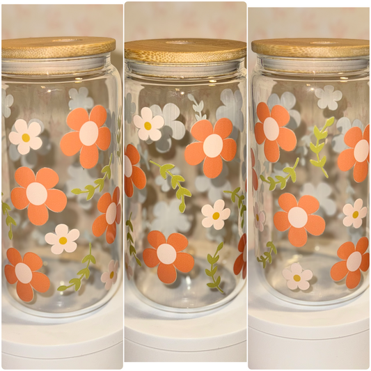 Orange flower Libby Glass Can