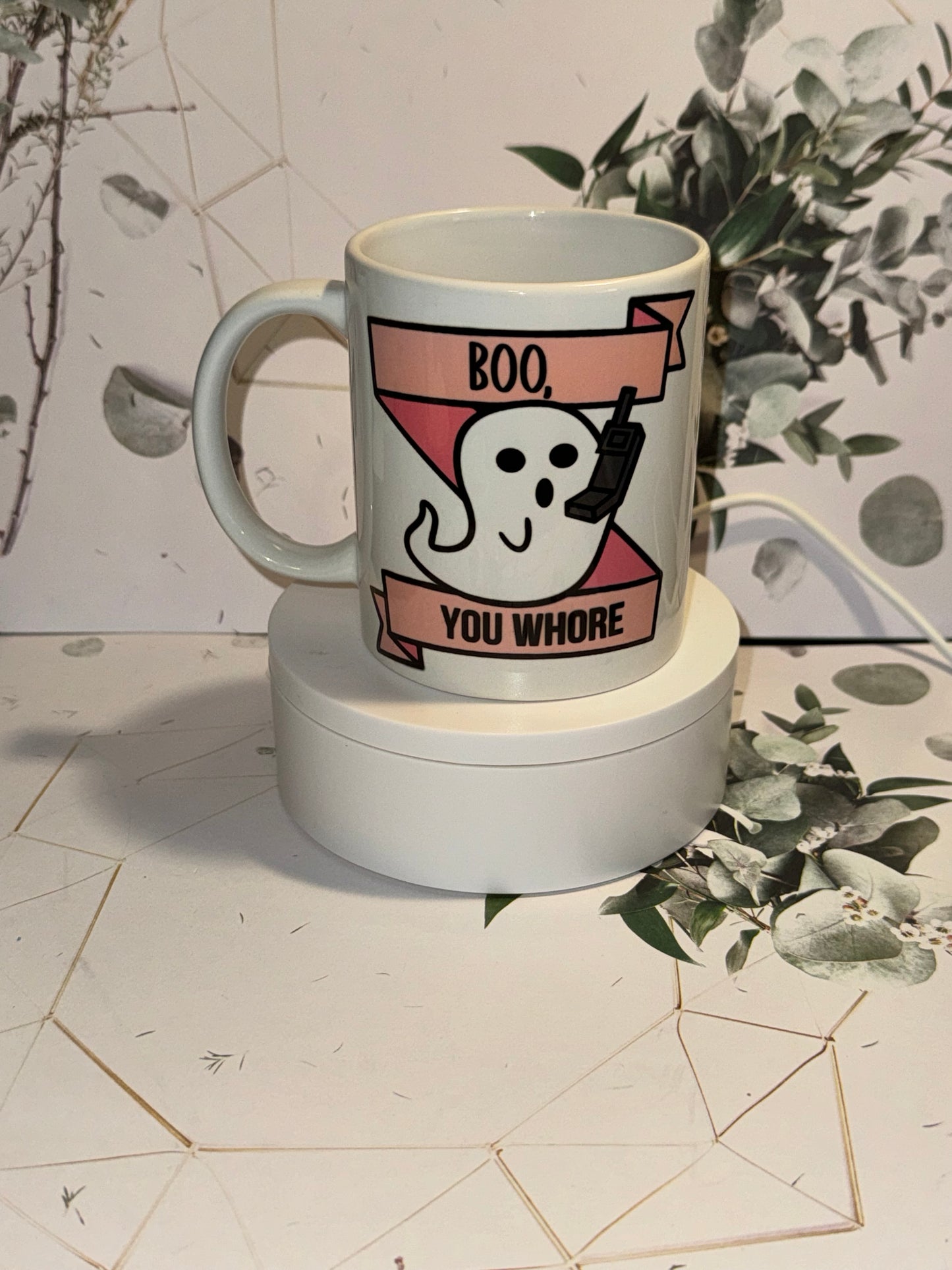 Boo you whore coffee mug