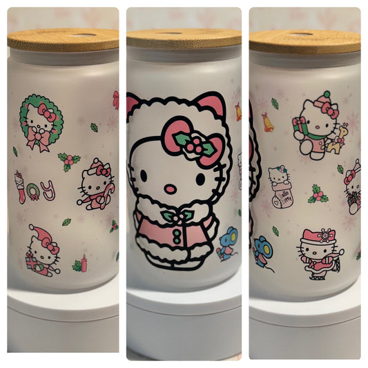 Pink kitty Libby glass can