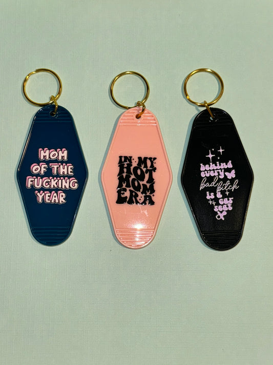 Mom motel keychain