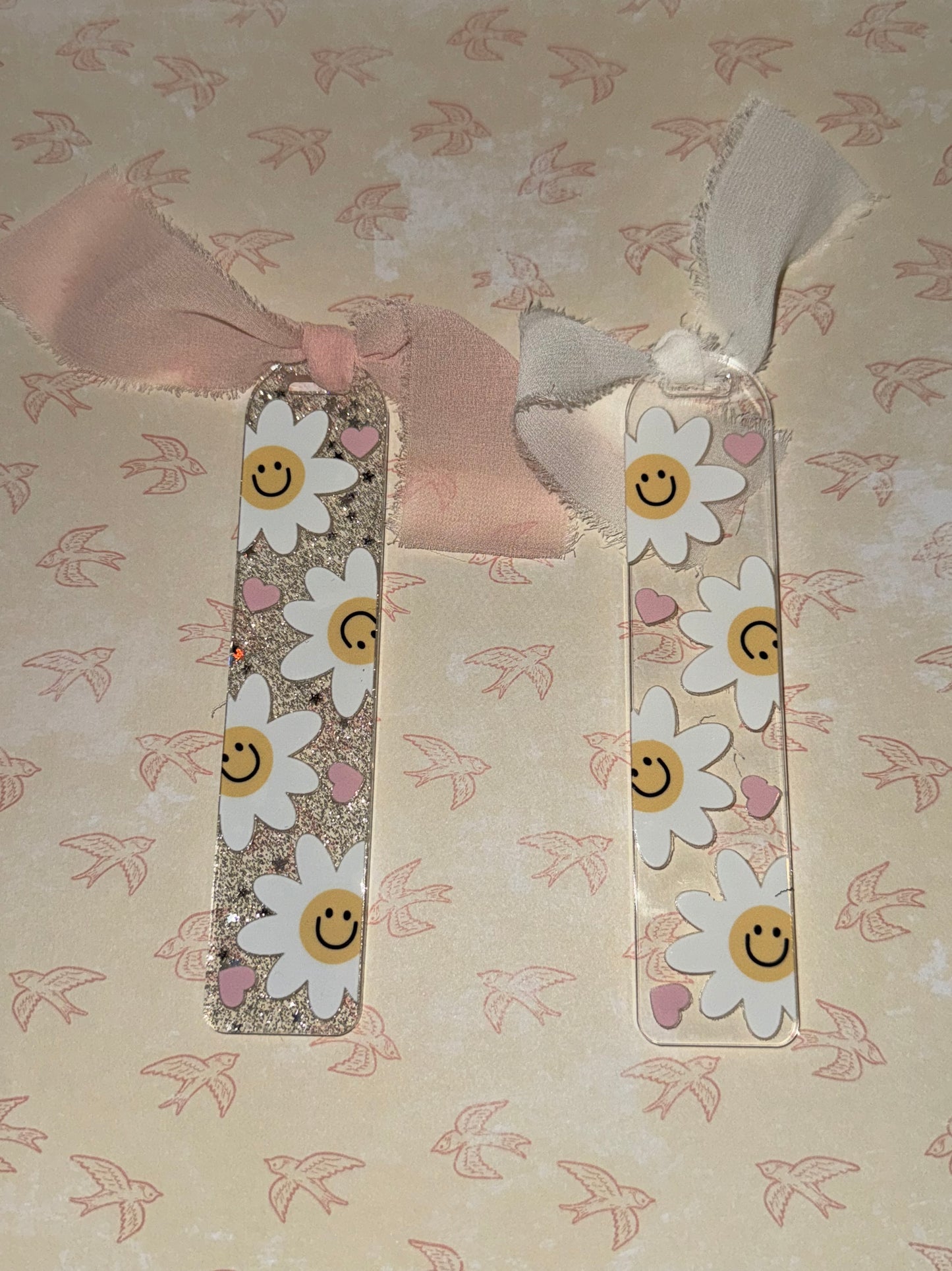 Clear flower acrylic bookmark