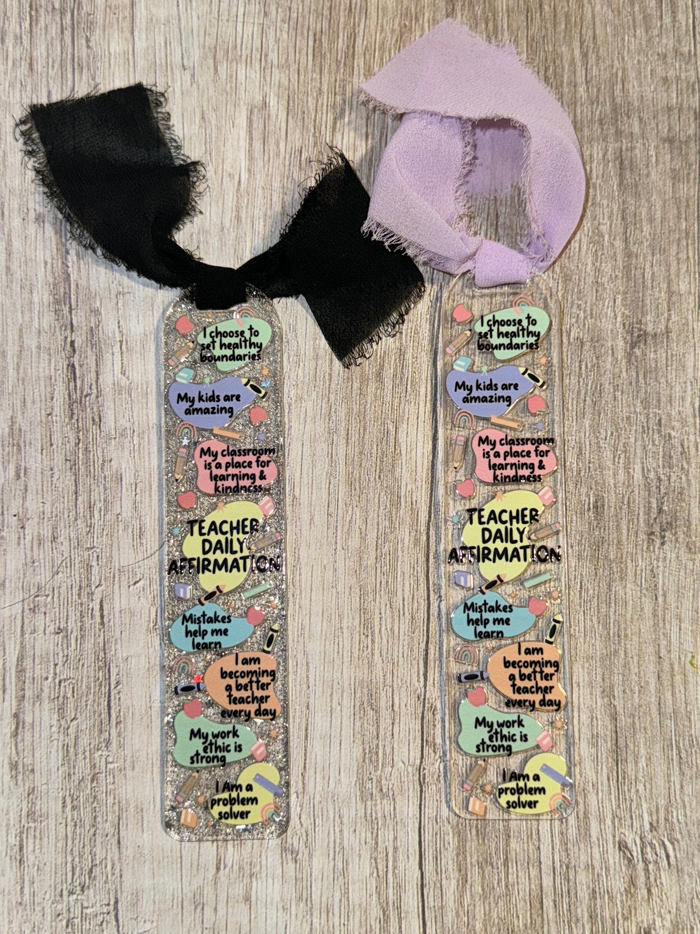 Teacher affirmation clear acrylic bookmark