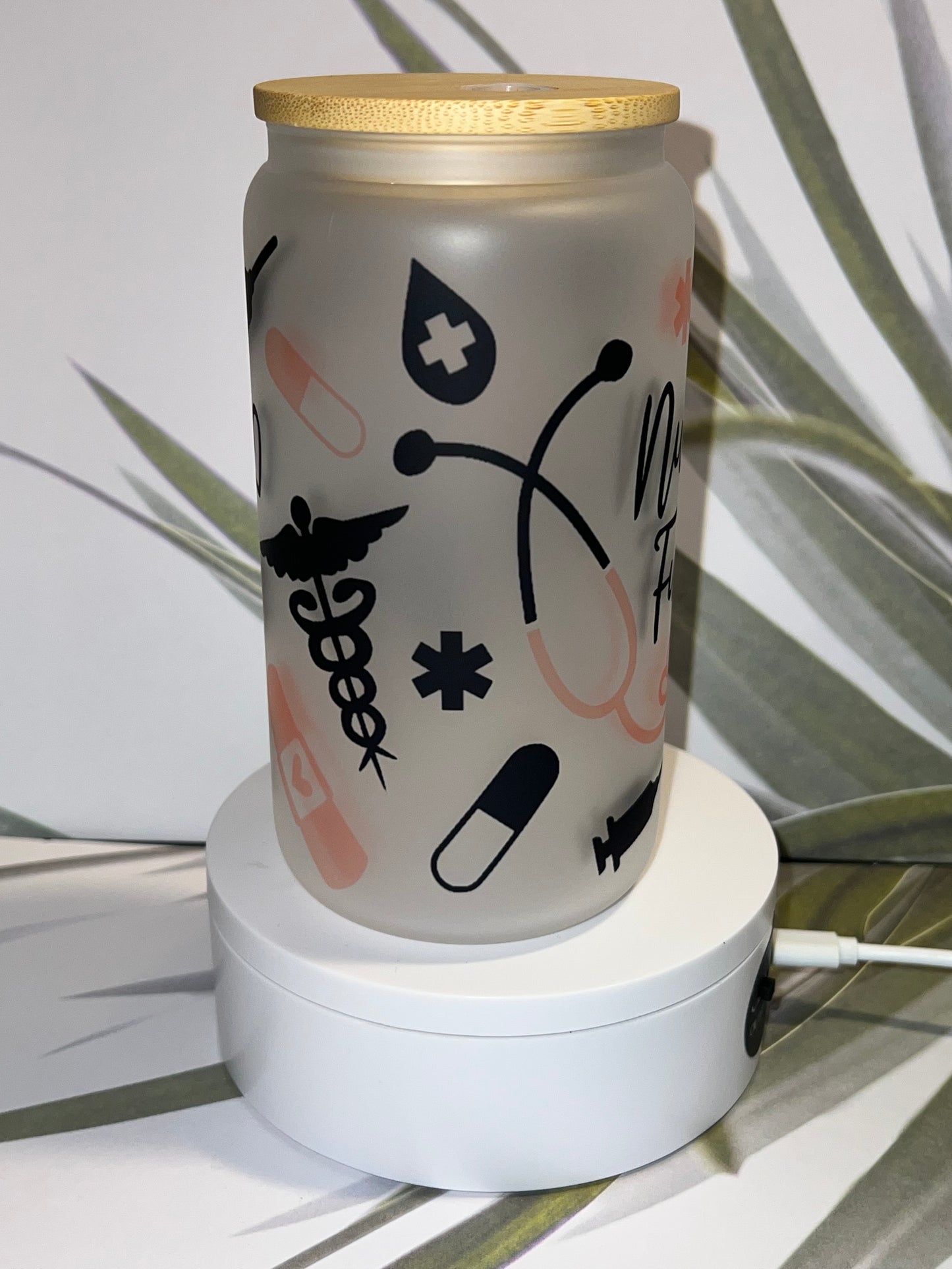 Nurse fuel Libby glass can