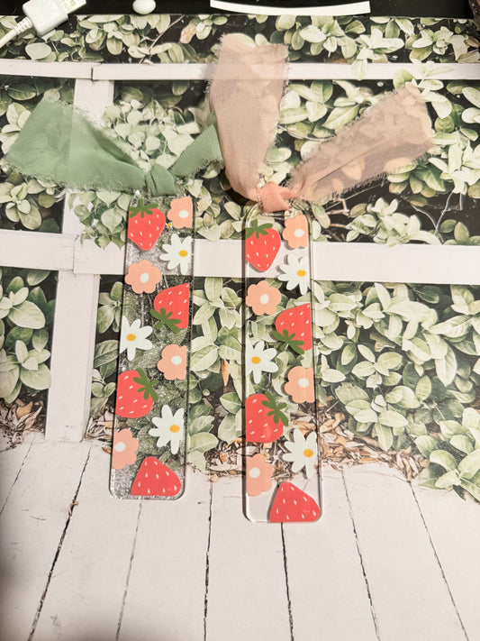 Strawberry clear acrylic bookmark