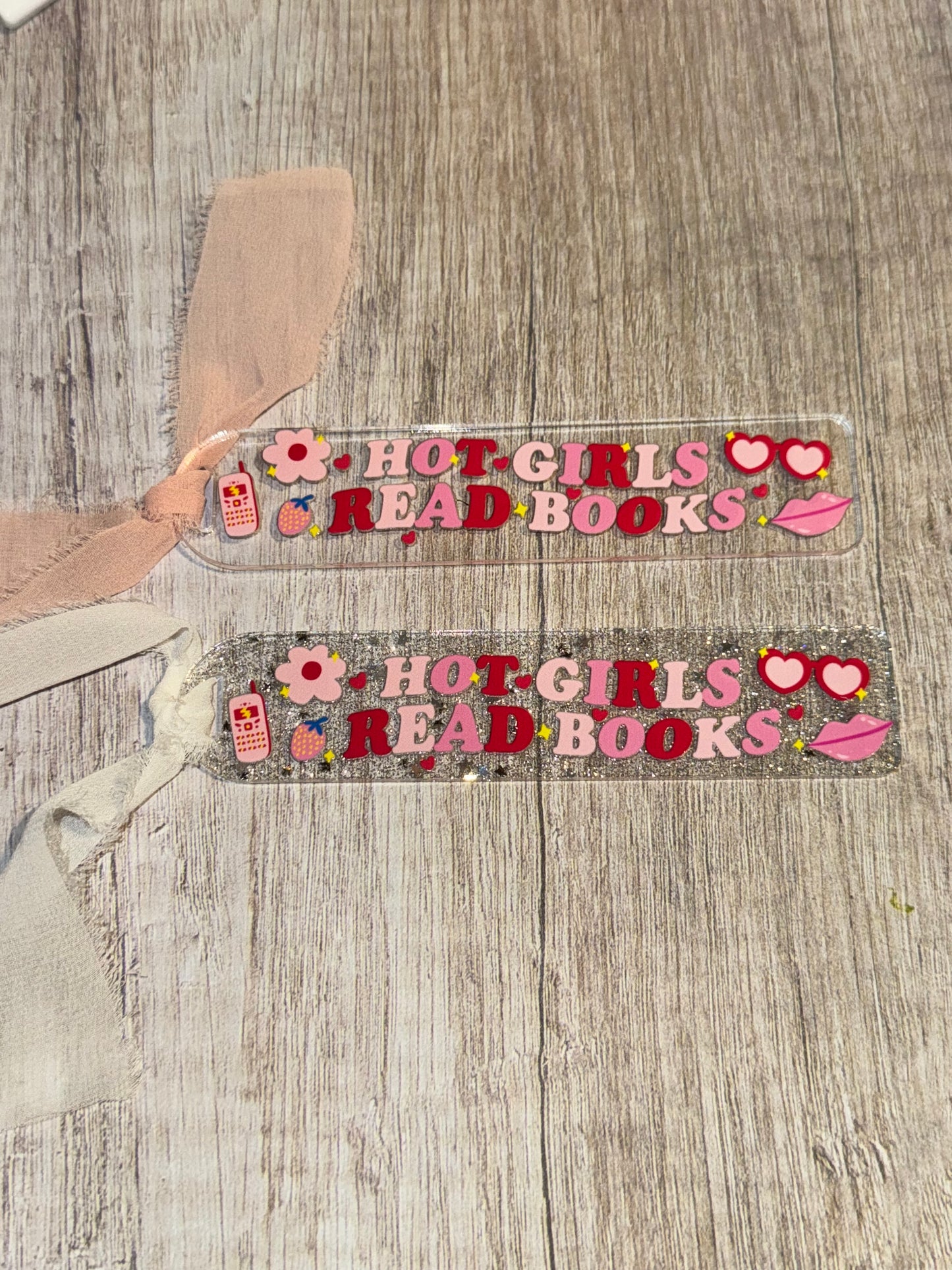 Hot Girls read books glitter acrylic bookmark