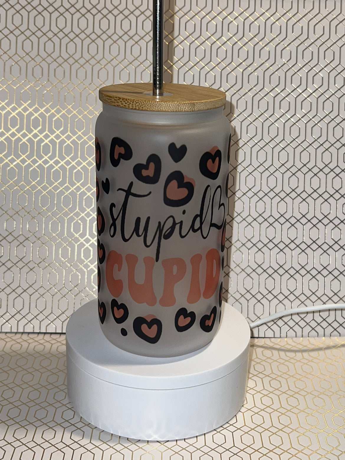 Stupid Cupid Libby Glass Can