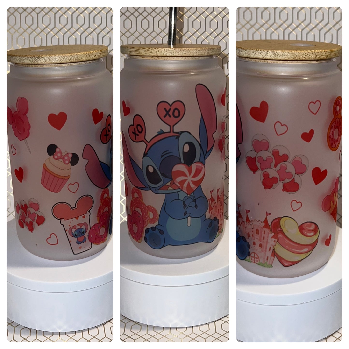 Blue alien Valentine Libby Glass Can