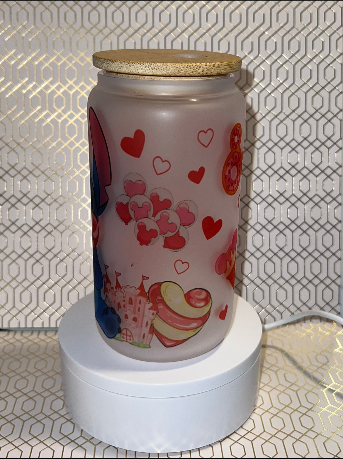 Blue alien Valentine Libby Glass Can